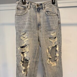 Ksubi Light Blue Distressed Women's Straight Leg Jeans